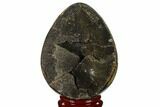 Septarian Dragon Egg Geode - Black Crystals #137909-1